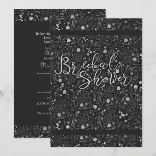 Holzkohle-Grau & Silber Elegante Bridal Shower Einladung