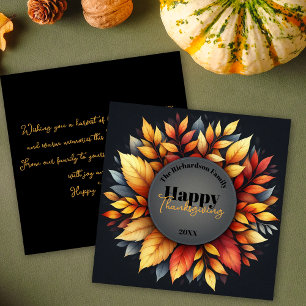 Holzkohle-Herbstkranz Familie Thanksgiving Feiertagskarte