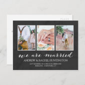 Holzkohle-Hochzeitsankündigung - FotoCollage Ankündigungspostkarte (Vorne/Hinten)