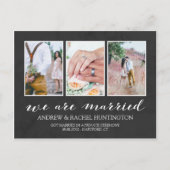 Holzkohle-Hochzeitsankündigung - FotoCollage Ankündigungspostkarte (Vorderseite)