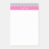 Holzkohle, LG2, Zickzack, Hot-Pink-Name Monogramm Post-it Klebezettel (Vorderseite)