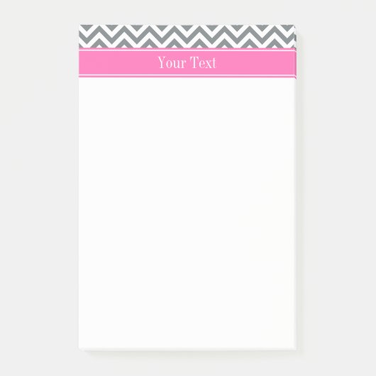 Holzkohle, LG2, Zickzack, Hot-Pink-Name Monogramm Post-it Klebezettel (Vorderseite)