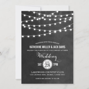 Holzkohle-Lichterketten-Hochzeitseinladung Einladung