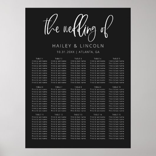 Holzkohle Moderne Minimalistische Hochzeitssattelk Poster (Vorne)