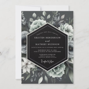 Holzkohle Mondbeglückte Flora Hochzeit Einladung