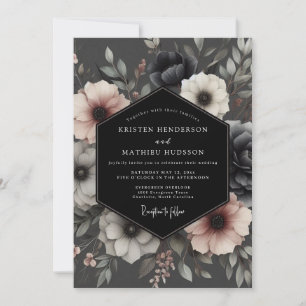 Holzkohle Moody Anemone Hochzeit Einladung