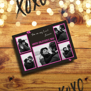 Holzkohle & Pinkfarben Moderne 5 Foto Valentinstag Feiertagskarte