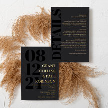 Holzkohle Schwarz & Gold Typografie 2 in 1 Hochzei