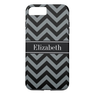 Holzkohle, Schwarz-LG-Zickzack-Schwarz-Name-Monogr Case-Mate iPhone Hülle