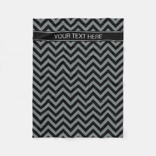 Holzkohle, Schwarz-LG-Zickzack-Schwarz-Name-Monogr Fleecedecke