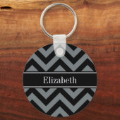 Holzkohle, Schwarz-LG-Zickzack-Schwarz-Name-Monogr Schlüsselanhänger (Vorderseite)