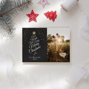 Holzkohle Sehr Fröhliche Weihnachtsbaum-Familienpo Feiertagskarte