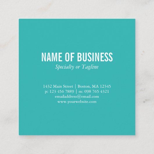 Holzkohle u. Türkis mit schwarzen Streifen Quadratische Visitenkarte (Rückseite)
