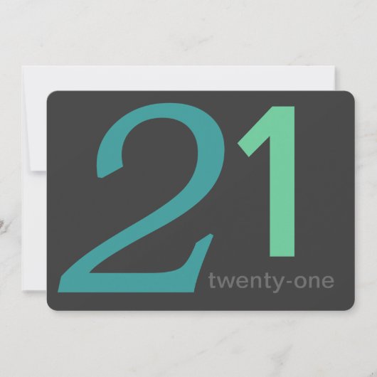 Holzkohle und Blue Custom 21. Geburtstag Einladung (Vorderseite)
