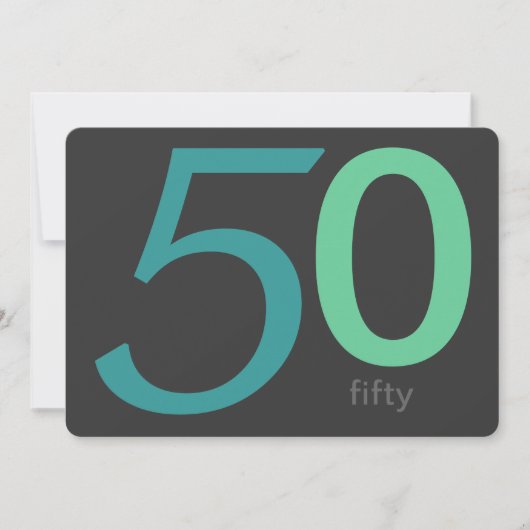 Holzkohle und Blue Custom 50. Geburtstag Einladung (Vorderseite)