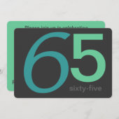 Holzkohle und Blue Custom 65. Geburtstag Einladung (Vorne/Hinten)