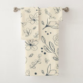 Holzkohle und Creme Trendy Clean Floral Muster Badhandtuch Set (Insitu)