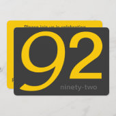 Holzkohle und gelbe Custom 92. Geburtstag Einladun Einladung (Vorne/Hinten)