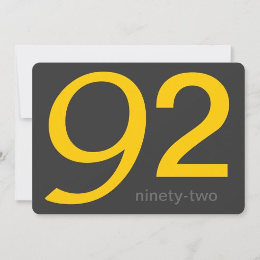 Holzkohle und gelbe Custom 92. Geburtstag Einladun Einladung (Vorderseite)