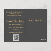 Holzkohle und Gold Save the Date Foto Postkarte (Rückseite)