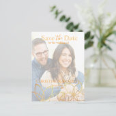 Holzkohle und Gold Save the Date Foto Postkarte (Stehend Vorderseite)