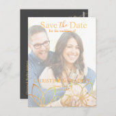 Holzkohle und Gold Save the Date Foto Postkarte (Vorne/Hinten)