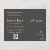 Holzkohle und Gold Save the Date Foto Postkarte (Rückseite)