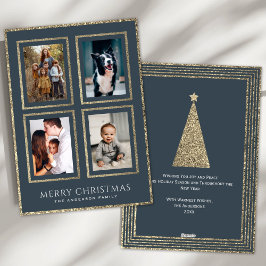 Holzkohle und Gold Weihnachtsfoto Collage Feiertagskarte