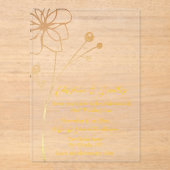 Holzkohle und Goldhochzeit Acryleinladungen (Vorderseite)
