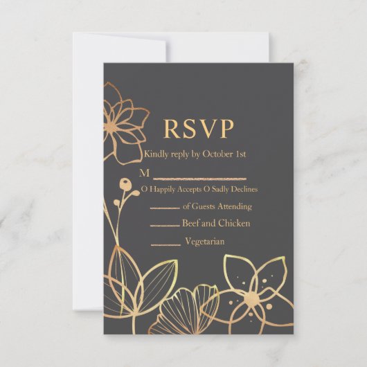 Holzkohle und Goldhochzeit RSVP Karte (Vorderseite)