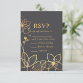 Holzkohle und Goldhochzeit RSVP Karte (Stehend Vorderseite)