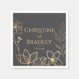 Holzkohle und Goldhochzeit Serviette