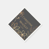 Holzkohle und Goldhochzeit Serviette (Ecke)