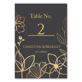 Holzkohle und Goldhochzeit Tischnummer