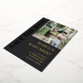 Holzkohle und Goldtypografie-Foto Save the Date Folieneinladung (Gedreht)