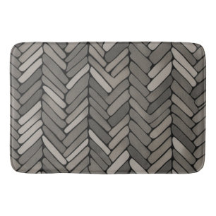 Holzkohle und Grauherringbone Elegant Geometric Badematte