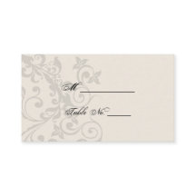 Holzkohle und Ivory Filigree Hochzeitssehen-Platzk