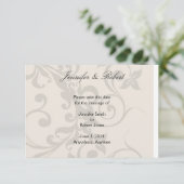 Holzkohle und Ivory Filigree Wedding retten das Da Save The Date (Stehend Vorderseite)