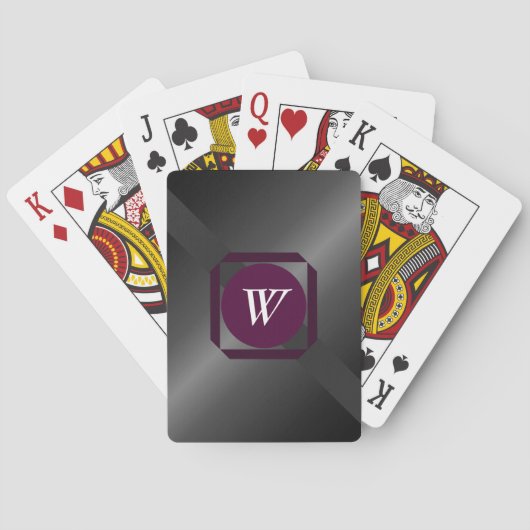 Holzkohle und Kastanienbraun mit Monogramm Spielkarten (Rückseite)