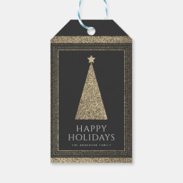 Holzkohle und Kupfer Gold Glitzer Weihnachtsbaum Geschenkanhänger