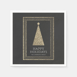 Holzkohle und Kupfer Gold Glitzer Weihnachtsbaum Serviette