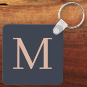 Holzkohle und leichte Rosa Personalisiert Mit Mono Schlüsselanhänger (Rückseite)