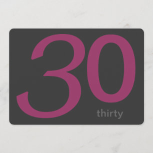 Holzkohle und Pflaume Custom 30. Geburtstag Einlad Einladung