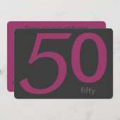 Holzkohle und Pflaume Custom 50. Geburtstag Einlad Einladung (Vorne/Hinten)