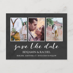 Holzkohle und Weißabdruck Save the Date Ankündigungspostkarte