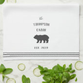 Holzkohle und weißer Rustikaler Bär Personalisiert Geschirrtuch (Gefaltet)