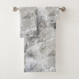 Holzkohle und weißes Marmormuster Badhandtuch Set