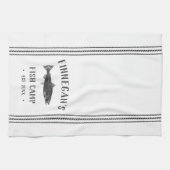 Holzkohle und weißes rustikales Fischlager Persona Geschirrtuch (Horizontal)