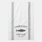 Holzkohle und weißes rustikales Fischlager Persona Geschirrtuch (Vertikal)