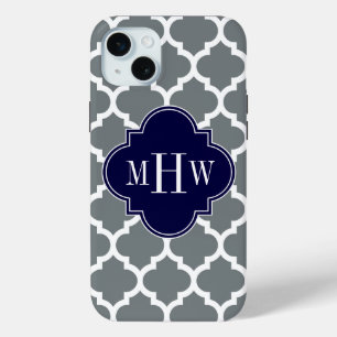 Holzkohle Weiß Marokkanisch #5 Navy 3 Anfangsmonog Case-Mate iPhone Hülle